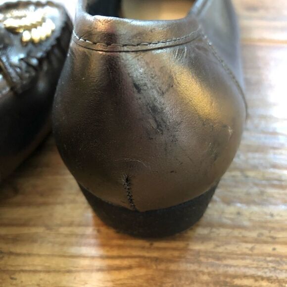 Carisma Sz 7.5N Leather Pewter Metallic Beaded Slip On Resort Summer Loafers - Picture 8 of 9